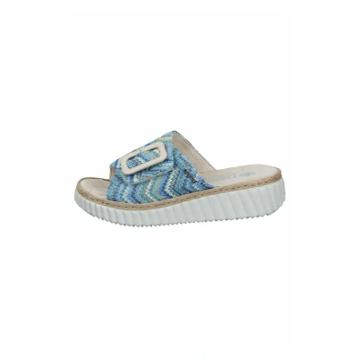 Abbildung von Rieker Pantolette flach, Damen, Größe: 36, Blau multi Schuhe