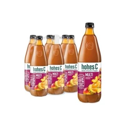 Abbildung von hohes C Multivitamin (6 x 1l), 100% Saft, Apfel, Orange, Ananas, Maracuja, Mango, 9 Vitamine, ohne Zuckerzusatz laut Gesetz, vegan, mit recyceltem PET