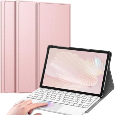 Abbildung von Fintie Tastatur Hülle für Samsung Galaxy Tab A9 Plus 11 Zoll 2023 SM X210/X216/X218 Deutscher mit Touchpad Magnetisch Abnehmbarer Keyboard, Roségold