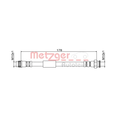 Abbildung von METZGER 4111843 Bremsschläuche Hinterachse links, rechts 178 CITROËN: C4 Picasso 2, PEUGEOT: 308 SW 5008 II, OPEL: Grandland X