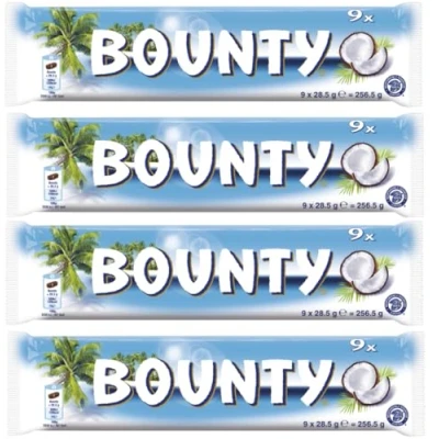 Abbildung von BOUNTY Multipack 4x 9x28,5g I 36 Riegel Kokos Schokoriegel Süßigkeiten Snack