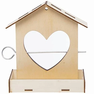 Abbildung von Baker Ross Herz Vogelhaus Holz Bastelset 2er Pack, Nistkästen für Vögel zum Bemalen und Basteln Kinder (FC445)