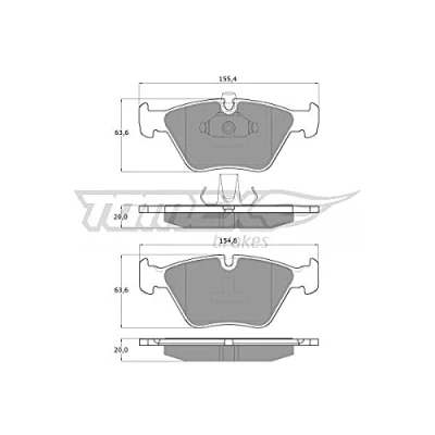 Abbildung von TOMEX brakes TX 13 18 Bremsbelagsatz Vorderachse für Verschleißwarnanzeiger vorbereitet BMW: 5 Limousine, Touring