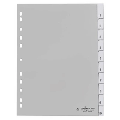 Abbildung von Durable blanko Register aus PP (mit Taben) 10 teilig, grau, 644110