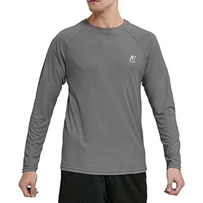 Abbildung von MeetHoo Rashguard Herren Langarmshirt UV Shirt UPF 50+ Lose Stretch Schutz Longsleeve Schwimmshirt für Surfen Schwimmen Running