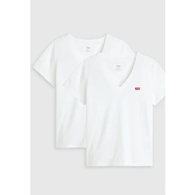 Abbildung von Levi&#039;s Perfect V NECK TEES 2 PACK Tshirt print, Damen, Größe: Large, White/starstruck heather
