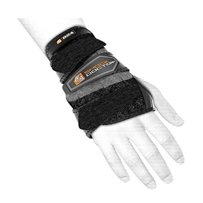 Abbildung von ShockDoctor Erwachsene Handgelenkschützer Handgelenkbandage mit 3 Straps, Black, L