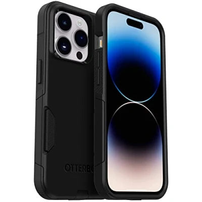 Abbildung von OtterBox Commuter Hülle für iPhone 14 Pro, sturzsicher, schützende Hülle, 3x getestet nach Militärstandard, antimikrobieller Schutz, Schwarz, Keine Einzelhandelsverpackung