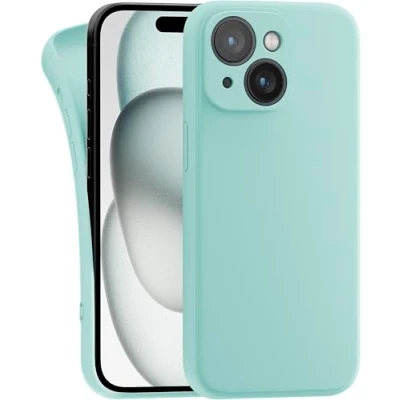 Abbildung von MyGadget Hülle Kompatibel mit iPhone 15 robuste Silikon Schutzhülle TPU Case Slim Silikonhülle Back Cover Kratzfest Handyhülle Matt Mintgrün