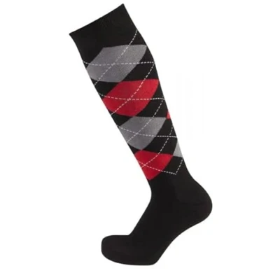 Abbildung von Pfiff 100322 Unisex Reitstrumpf, kariert Socke Gr. 37, schwarz Grau Rot