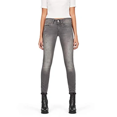 Abbildung von G Star Damen Lynn Mid Waist Skinny Jeans, Blau (lt aged destroy D06746 6132 1243), 27W / 32L