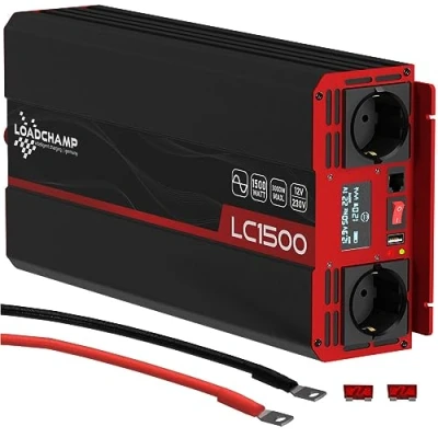 Abbildung von LOADCHAMP Wechselrichter 1500W / 3000W Reiner Sinus Spannungswandler 12v 230v Inverter LCD Display Stromerzeuger Solar Wohnmobil