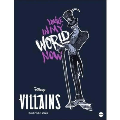 Abbildung von Disney Villains Posterkalender 2023. Die Bösewichte aus bekannten Disneyfilmen in einem Kalender Großformat perfekt Szene gesetzt. Großer Wandkalender