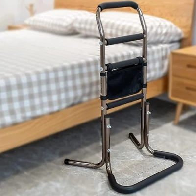 Abbildung von COJJ Mobile Aufstehhilfe Aufsteh und Sitzhilfe, Stützgestell mit 4 Haltegriffen, Ältere Sitzhilfe Stand Bett Bettgriff Höhenverstellbarer Haltegriff für Senioren Stand, belastbar 136kg…