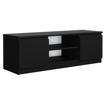 Abbildung von meble masztalerz TV Schrank Schwarz Matt mit 2 Ablagen und Türen, 120 cm, Lowboard, Stehender RTV Schrank, Wohnzimmer Möbel