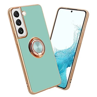 Abbildung von Cadorabo Hülle kompatibel mit Samsung Galaxy S22 Plus Schutzhülle TPU Silikon Case Ring Design Kameraschutz Slim Kratzfest Gummi Rundumschutz für in Türkis