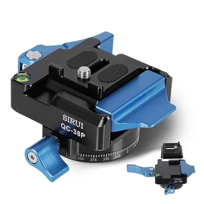 Abbildung von SIRUI Arca Schnellwechselplatten Set mit 360 Grad drehbarem Panoramakopf, universeller Kamerahalterungsadapter 1/4 Zoll und 3/8 Gewinde, Schnellspannplatte für Stativ, Einbeinstativ (QC 38P)