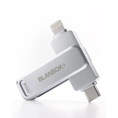 Abbildung von BLANBOK+ MFi zertifizierter USB Stick 256GB,USB C für iPhone 15,USB Flash Drive Externer Speicher,3 in 1 Memory Stick, Speicherstick Lightning/iPhone/iPad/Android Handy/Laptop/PC
