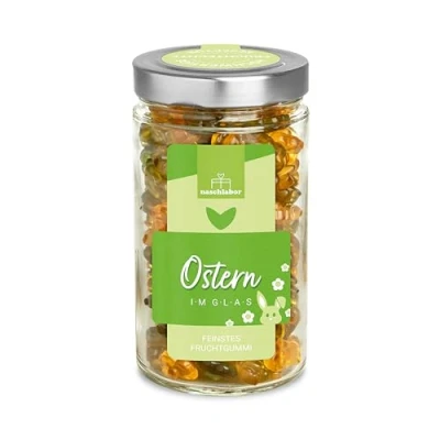 Abbildung von Ostern im Glas 530g Fruchtgummi Geschenk für Osterhase Ostergeschenk Gummibärchen Vorratsglas Perfekt die Ostersuche Ideal Kinder und Erwachsene