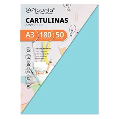 Abbildung von Pack 50 Cartulinas Color Azul Claro Tamaño A3 180g (FAB 16562)