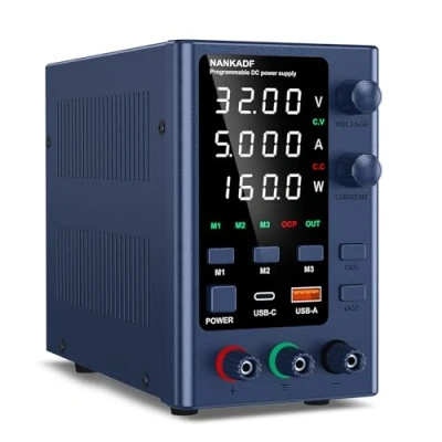 Abbildung von NANKADF Labornetzgerät 0 30V 5A DC geregeltes Netzteil mit Datenspeicher Variables Schaltnetzteil Hochpräzise LED Anzeige Labornetzteil 5V/3,6A USB Anschluss