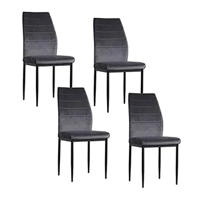 Abbildung von HTI Living Polsterstuhl Esszimmerstuhl Madison Samt Grau 4er Set (Set, 4 St), Velvet