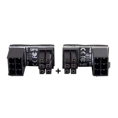Abbildung von cablecc ATX 6 polige Buchse auf poligen Stecker, 180 Grad abgewinkelter Netzadapter für Desktop Grafikkarten