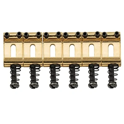 Abbildung von Musiclily Pro 10,5 mm Stahl Vintage Style Gitarrenbrücke Saitenreiter für Strat Stratocaster E Gitarre, Gold (6er Set)