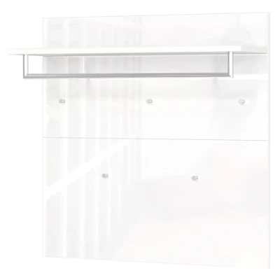 Abbildung von Lomadox Garderobenpaneel Wandgarderobe Garderobenleiste Glasfront weiß Hutablage Kleiderstange Haken 96,6x96x29,8 cm