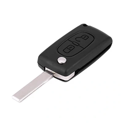 Abbildung von Fernbedienung für Autoschlüssel, 2 Tasten Fernautoschlüssel Autoschlüssel ID46 433MHz mit ungeschnittener Klinge Fernbedienungen 207 307 308 407 807 Kfz