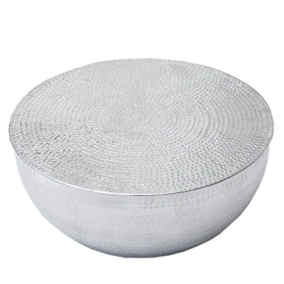 Abbildung von riess ambiente Couchtisch ORIENT II Ø60cm silber (Einzelartikel, 1 St), Wohnzimmer · Metall rund Hammerschlag Design handmade