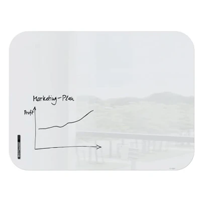 Abbildung von SIGEL GL304 Glas Whiteboard 120x90 cm weiß hochglänzend, abgerundete Ecken, SGS geprüft, inkl. 1 schwarzen Board Marker, Magnettafel Artverum