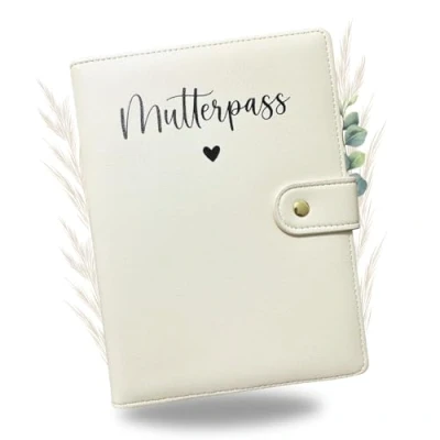 Abbildung von Premium Mutterpasshülle aus Kunstleder für deutschen Mutterpass mit Fächer Ultraschallbild, Impfpass, Versichertenkarte hochwertige Schutzhülle