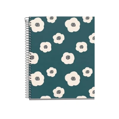 Abbildung von Miquelrius Notizbuch A5 (148 x 210 mm), 100 Blatt, kariert, 70 g/m², fester Kartoneinband, 4 Farbbänder, Spiralbindung, 2 Löcher, kariertes Notizbuch, schönes Schreibwaren, Grün