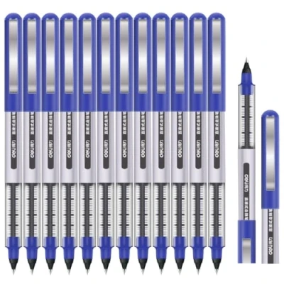 Abbildung von Tintenroller Stifte, 12 Stück Gelstifte Blau, 0,5mm Flüssigtinte Rollerball Stift, Schnelltrocknend Gelschreiber Glatter Kugelschreiber für Journaling, Schreiben, Notieren &amp; Skizzieren