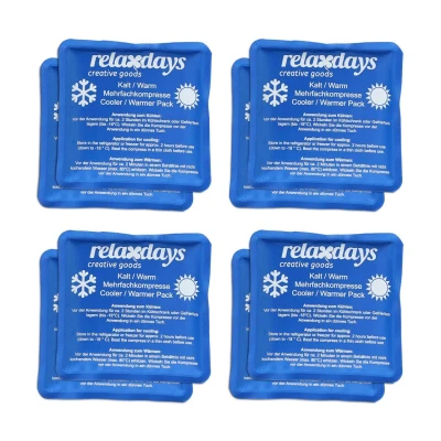 Abbildung von Relaxdays Kühlpads, 8er Set, Kalt Warm Kompressen, 11 x cm, Erste Hilfe, Wiederverwendbare Gelkühlkompressen, blau