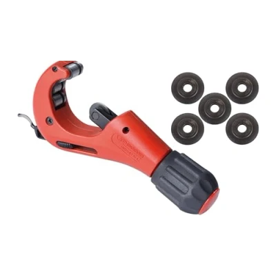 Abbildung von ROTHENBERGER Industrial Tube Cutter 42 Teleskop Rohrabschneider inkl. 6x Ersatzschneidrad (1x im Griff) Ø 3 mm (1/8&quot; 1 5/8&quot;) Rohrtrenner Rohrschneider Kupfer Messing Aluminium