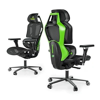 Abbildung von EUREKA ERGONOMIC Bürostuhl Ergonomischer Schreibtischstuhl,Computerstuhl, Netzstuhl, Verstellbare Lendenstütze und Kopfstütze, Höhenverstellung 139Schaukelnbis, 125 kg belastbar, Schwarz &amp; Grün