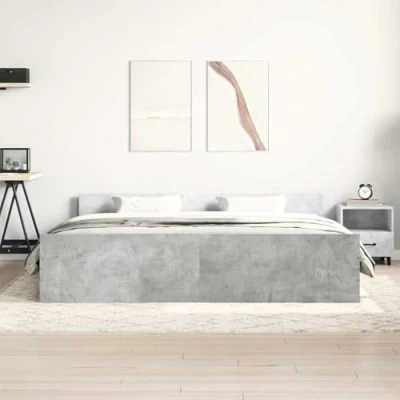 Abbildung von vidaXL Bettgestell, Bettrahmen mit Lattenrost, Bett Gästebett Kopfteil Fußteil, Doppelbett Schlafzimmerbett Schlafzimmermöbelt, Betongrau 200x200cm