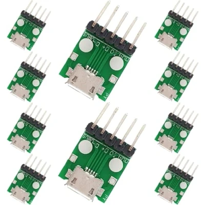 Abbildung von PENGLIN 10 Stück Micro USB zu DIP Adapter, 2.54mm Pitch 5 Pin Buchse Adapter mit PCB Board
