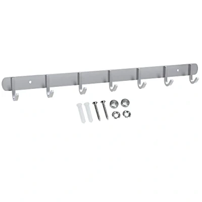 Abbildung von INTIRILIFE Edelstahl Garderobenleiste Modell D 7 Haken 54 x 4.7 cm Kleiderhaken Garderobe Hakenleiste in 5 verschiedenen Designs