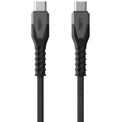 Abbildung von URBAN Armor Gear UAG Robustes Kelvar Stromkabel, USBC auf USBC, 1,5 m, Power Delivery PD 60 W, verstärktes Schnellladekabel, kompatibel mit iPhone 15, Galaxy S23, MacBook und iPad Pro, Schwarz/Grau