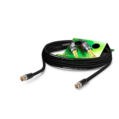 Abbildung von SOMMER CABLE Koaxiales Videokabel mit BNC 75 Ω HD/3G/6G/12G SDI / 4K UHD SC Vector 0.8/3.7 BNC/BNC NBNC75BLP9X Neutrik Schwarz (40m) Made in Germany by