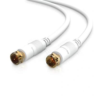 Abbildung von conecto HQ SAT Antennenkabel Satellitenkabel Anschlusskabel für DVB S/S2 4K UHD 1080p Full HD HDTV 3D (Koaxialkabel, F Stecker Stecker, doppelte Schirmung, vergoldete Stecker) weiß 0,5m