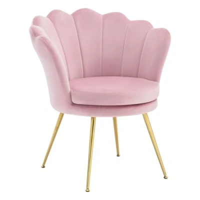 Abbildung von WOLTU Sessel Wohnzimmer, Armlehnensessel Blumenform, Loungesessel Relaxsessel Lesesessel Akzentsessel Einzelsofa, mit Samtbezug Metallbeinen, Rosa, SKS49rs