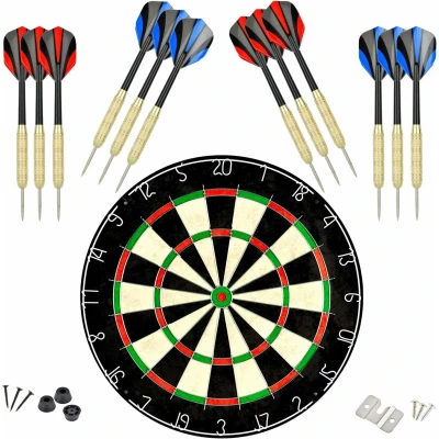 Abbildung von Dartscheibe mit klammerfreiem Bullseye, 18 g Stahlspitze, Dartscheiben Montagesets enthalten