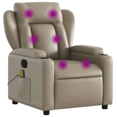 Abbildung von vidaXL Massagesessel, Sessel Verstellbare Rückenlehne, Fernsehsessel Relaxsessel mit Vibrationsfunktion, Liegesessel Polstersessel Ruhesessel, Cappuccino Braun Kunstleder