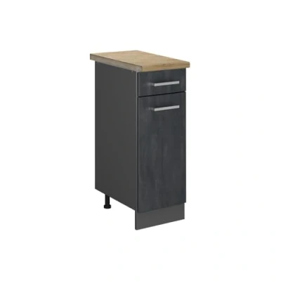 Abbildung von Vicco Küchenunterschrank R Line, Schwarz Beton/Anthrazit, 30 cm AP Eiche