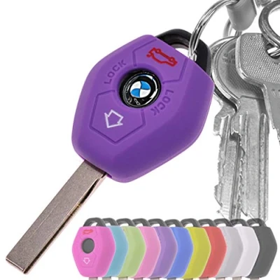 Abbildung von Auto Schlüssel Hülle Silikon Schutz Cover Lila für BMW E46 E83 E52 E85 E86 E39 E61 E60 E53