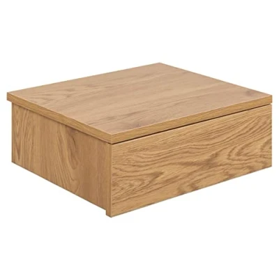 Abbildung von AC Design Furniture Asta Rustikaler Quadratischer Nachttisch mit 1 Schublade in Wildeicheoptik, zur Wandmontage, Minimalistisches Design, Organisation des Schlafzimmers, B: 37 x H: 13 T: 32 cm